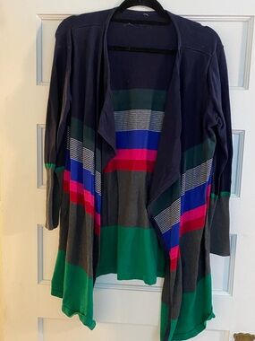 Anthropologie Julie Colorblocked Cardigan- Navy & Green